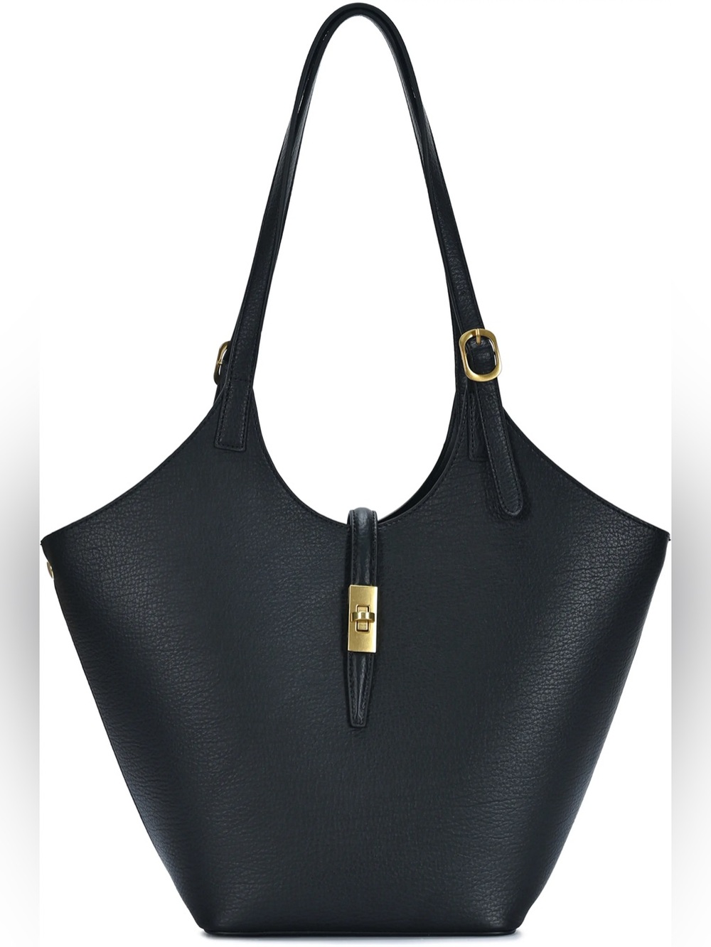 Myztique Isabelle Cowl Neck Tote Bblack Leather NWT